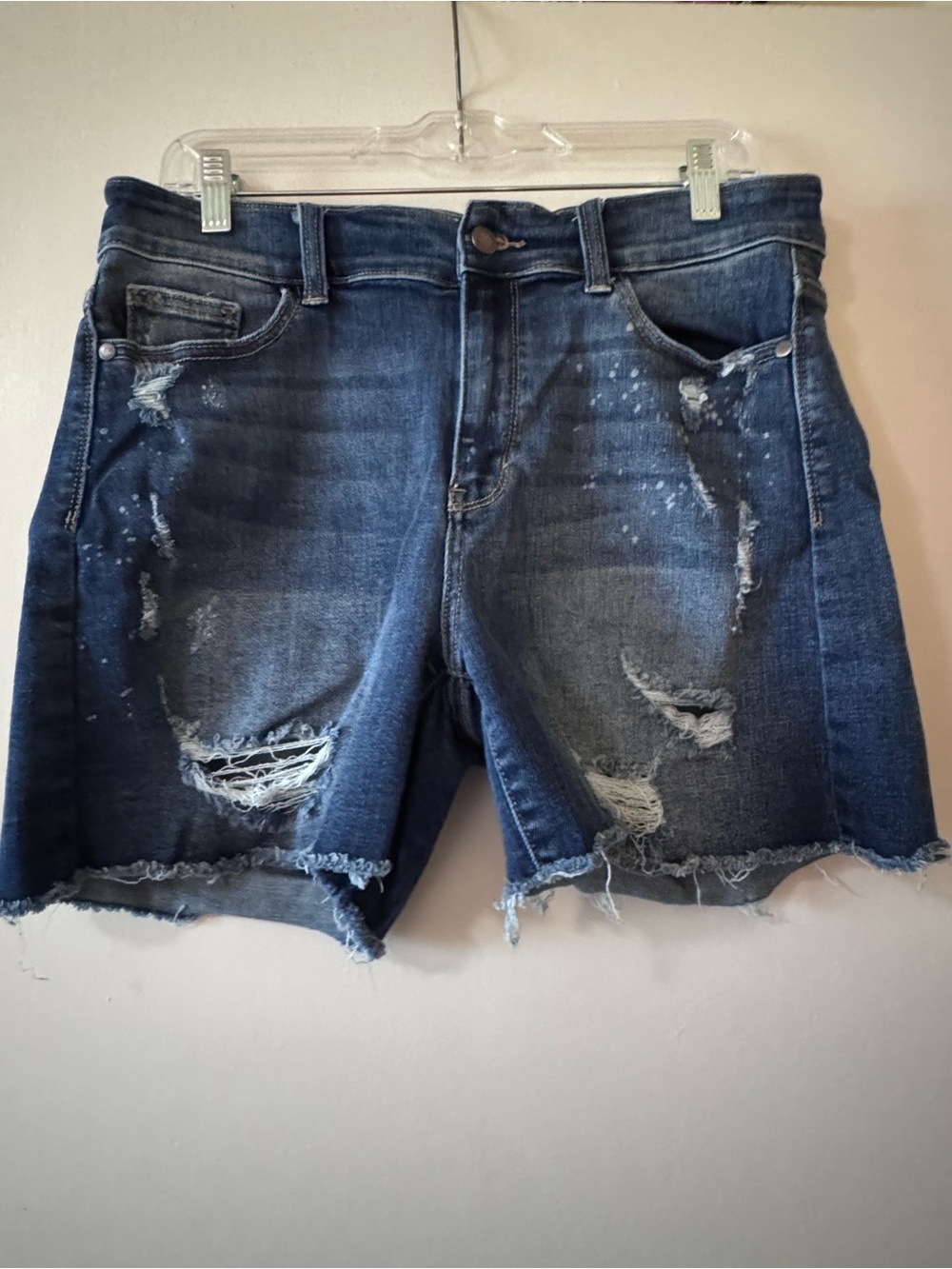 Judy Blue Distressed Dark Blue Denim Shorts